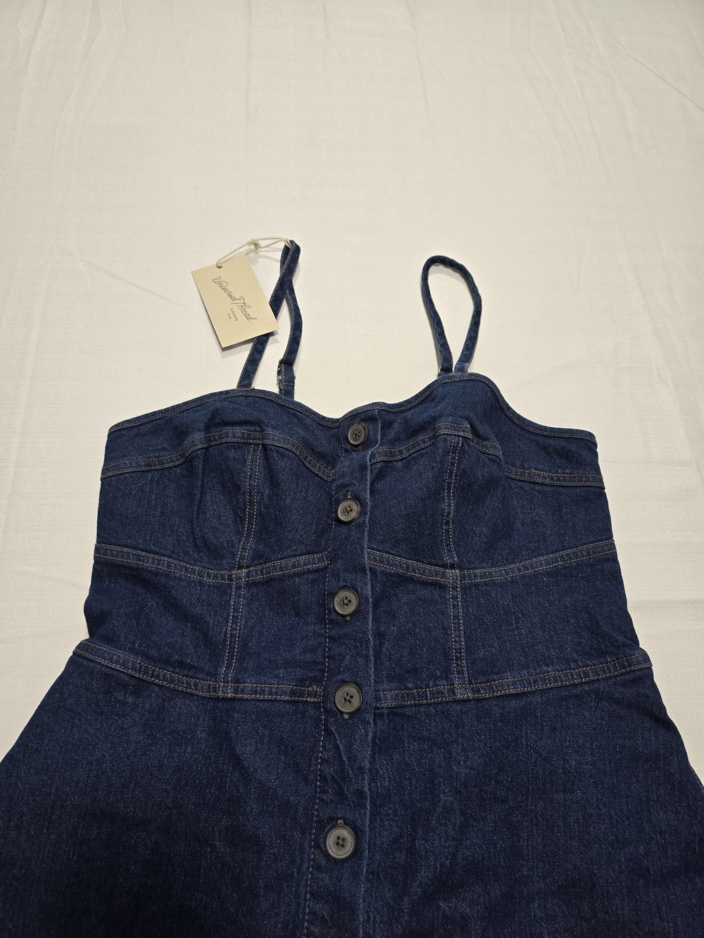 Universal Thread Button-Front Denim Midi Dress in Classic Blue With Pockets Sz M - Picture 5 of 13